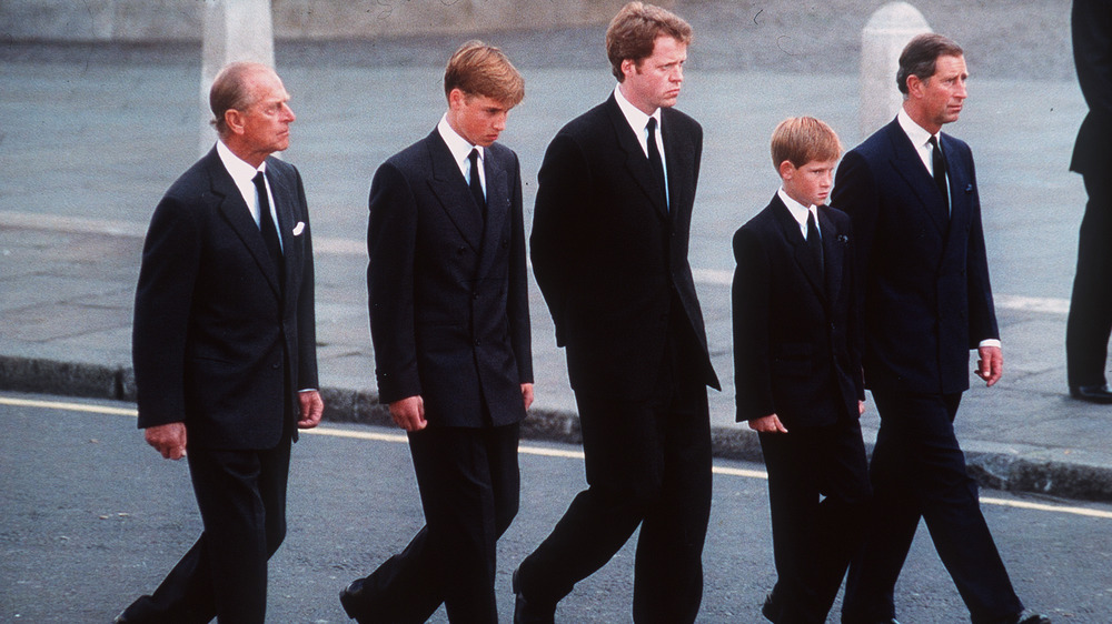 Charles Spencer, Prince William, Prince Harry, Prince Charles and Prince Philip