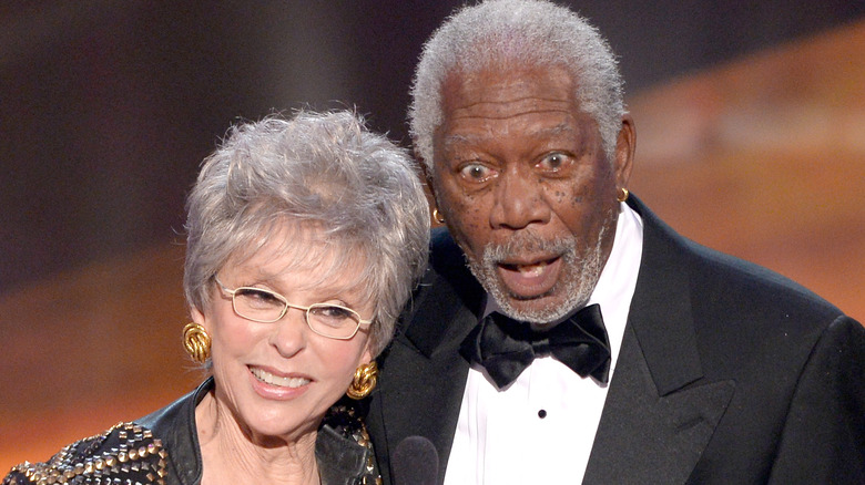 Rita Moreno and Morgan Freeman on stage together