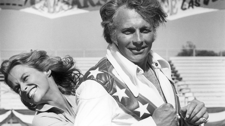 Evel Knievel on a racetrack