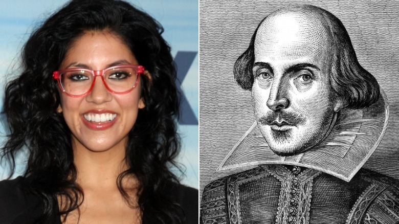 Stephanie Beatriz glasses, drawing of William Shakespeare