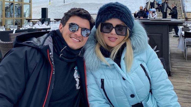 Michael Boulos and Tiffany Trump smiling on a ski trip
