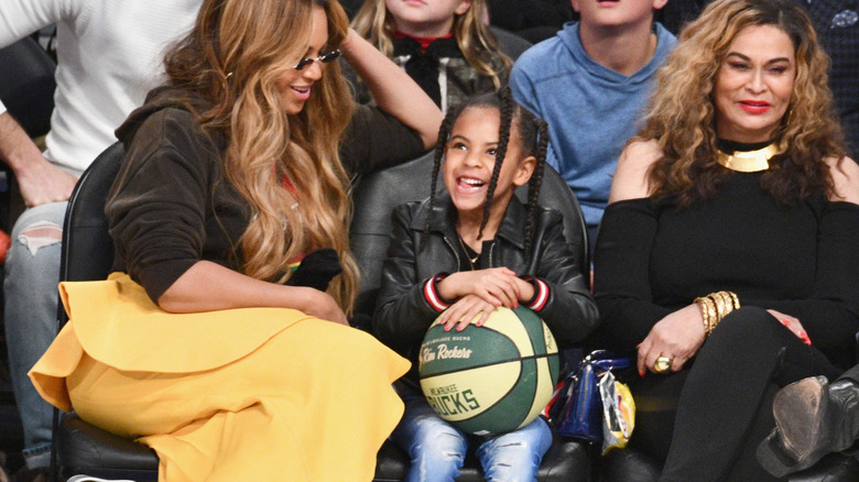 Tina, Beyonce and Blue at NBA game