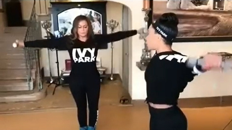 Tina works out at home