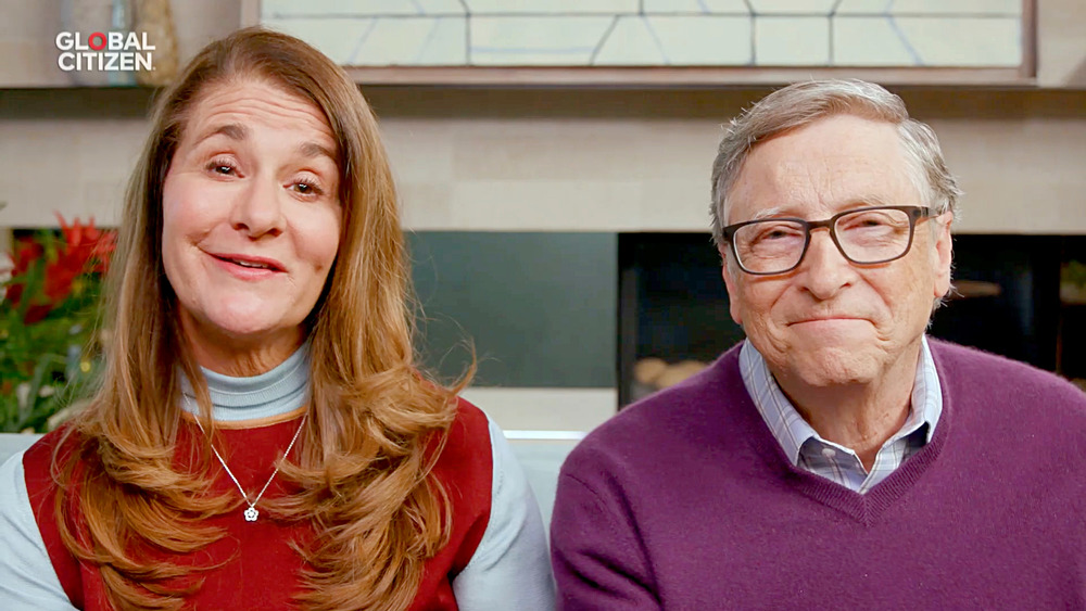 Melinda and Bill Gates on a broadcast