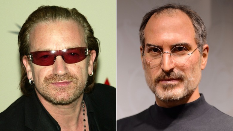 Bono and Steve Jobs split image