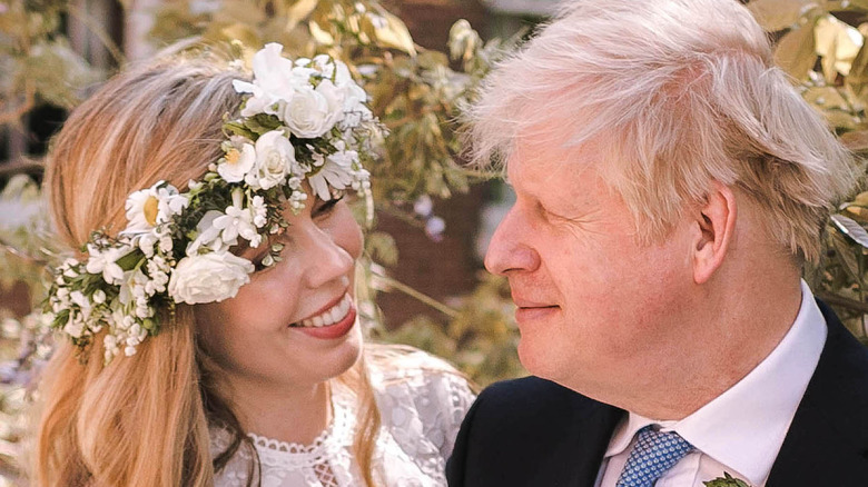 Boris and Carrie Johnson looking at each other