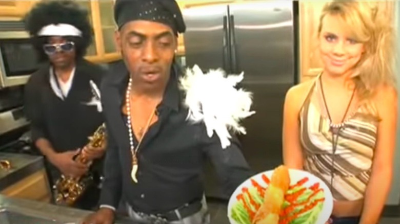 Coolio cooking in kitchen