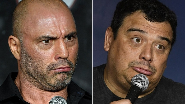 Joe Rogan, Carlos Mencia with mics