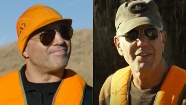 Joe Rogan, Anthony Bourdain wearing shades