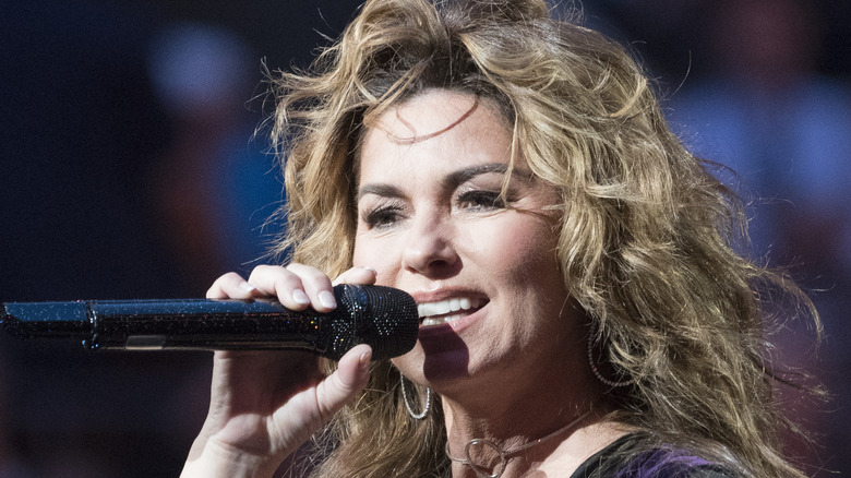 Shania Twain on stage performing