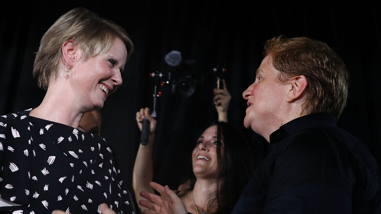 Cynthia Nixon and Christine Marinoni at an event 