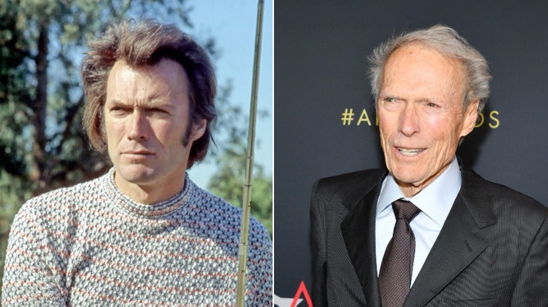 Young and old Clint Eastwood image split