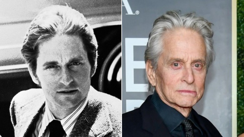 Young and old Michael Douglas image split