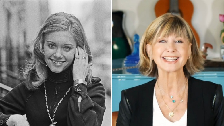 Young and old Olivia Newton-John image split