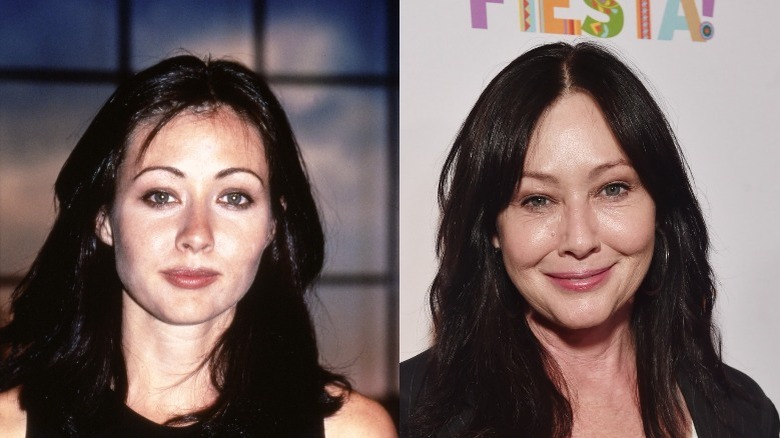 Shannen Doherty looks on in past, smiling as adult