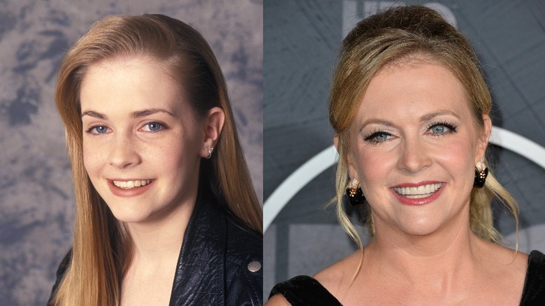 Melissa Joan Hart smiling in the 90s, and as an adult