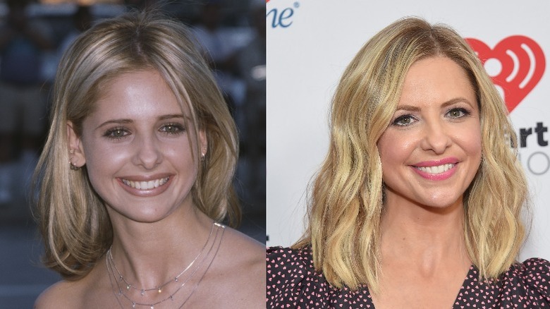 Sarah Michelle Gellar smiling, then and now