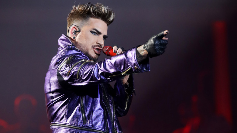 Adam Lambert performing with Queen in 2019