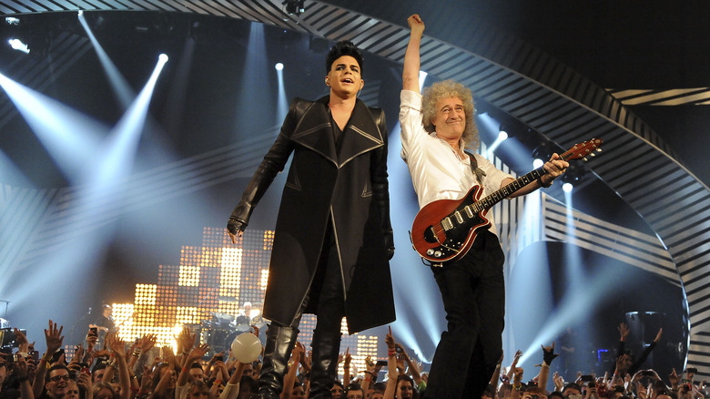 Adam Lambert and Queen's Brian May at the 2011 MTV EMAs