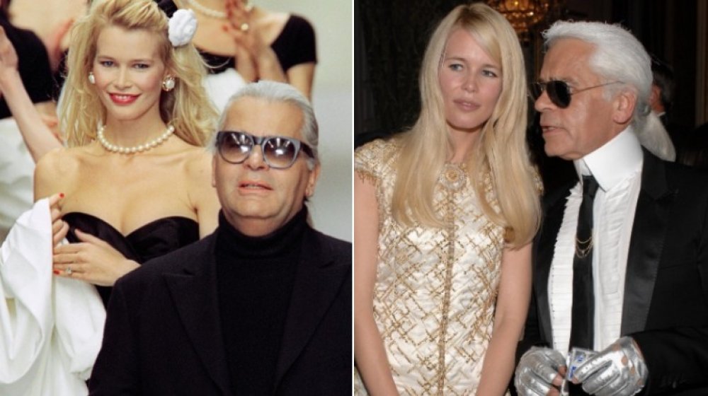 Claudia Schiffer, Karl Lagerfeld in 1995 and 2006