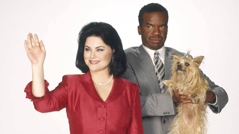 Delta Burke and David Alan Grier in a promotional photo for DAG 