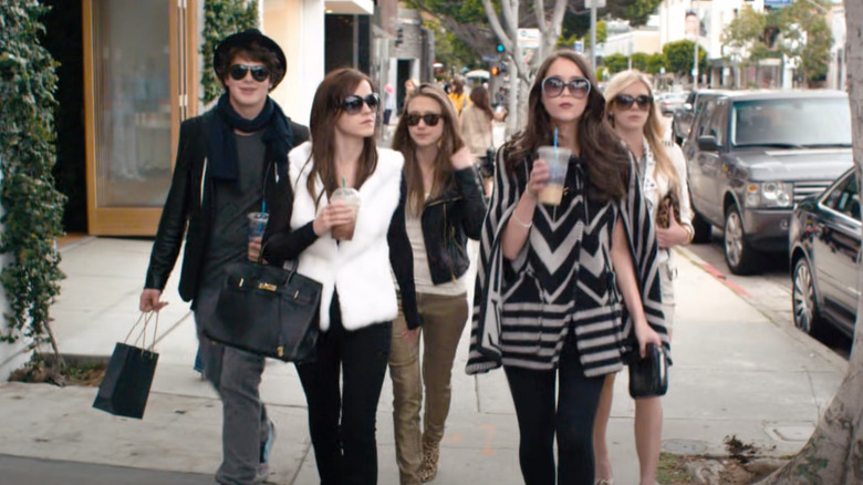 Bling Ring cast walking on sidewalk