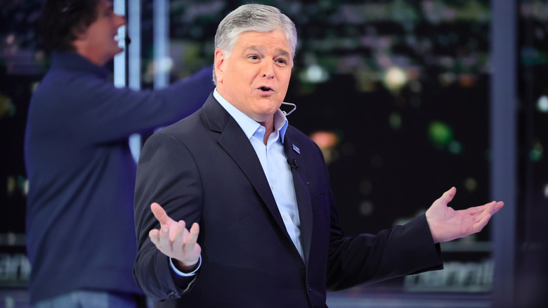 Sean Hannity on the set of his show.