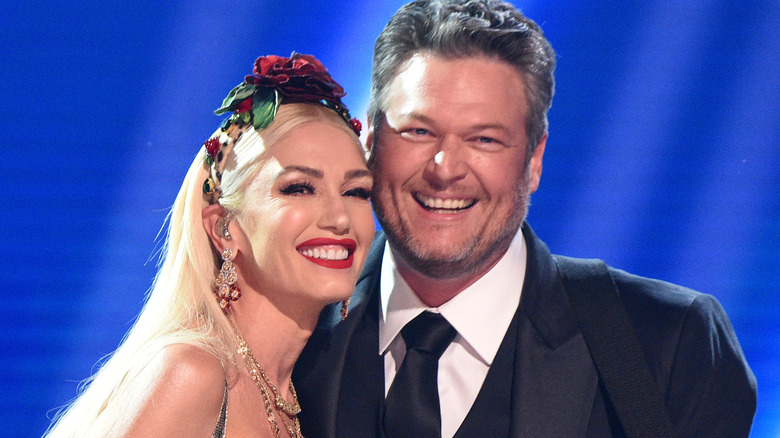 Gwen Stefani and Blake Shelton smiling