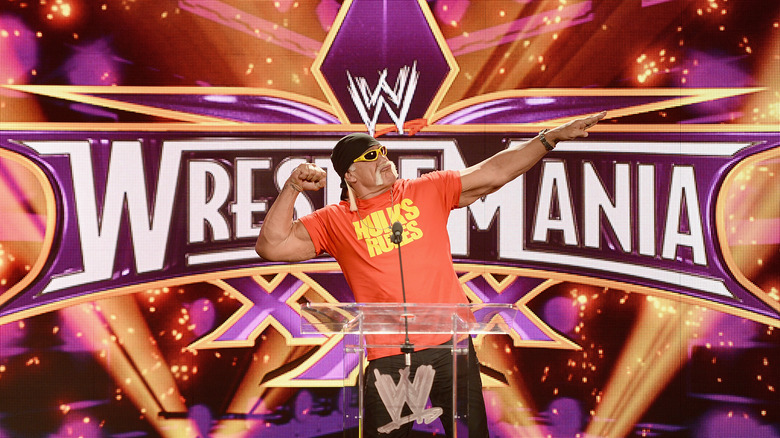 Hulk Hogan at Wrestlemania event, posing