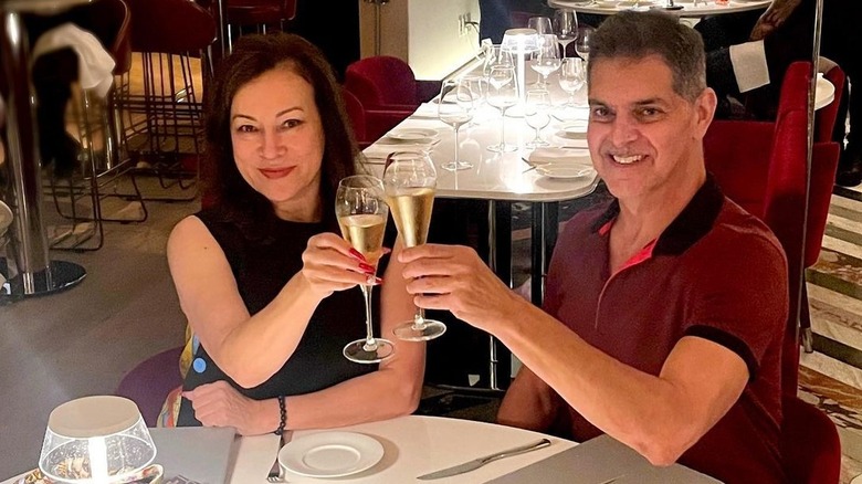 jennifer tilly and don mancini toasting