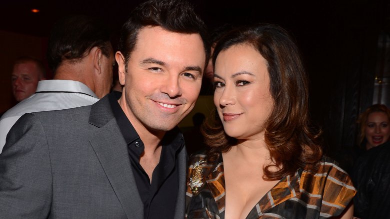 Seth MacFarlane and Jennifer tilly pose at an event