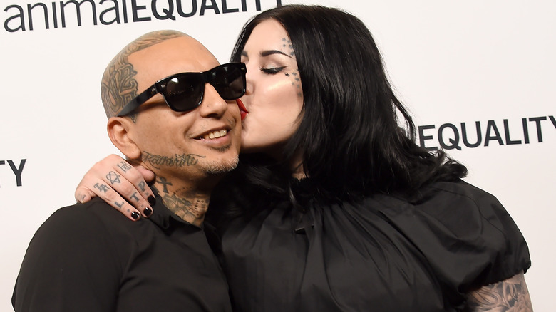 Kat Von D kisses husband Rafael Reyes 