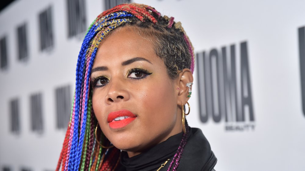 Kelis with rainbow-colored braids