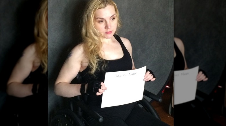 Rachel Miner auditioning in a wheelchair