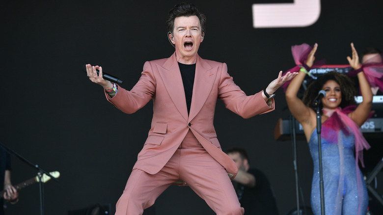 Rick Astley at Glastonbury, performing