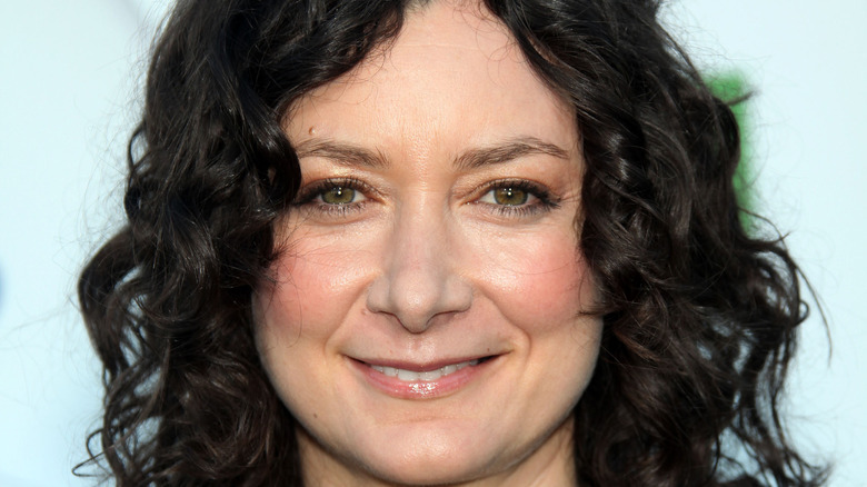 Sara Gilbert smiling on red carpet