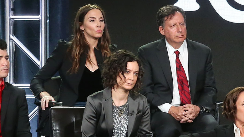 Whitney Cummings, Sara Gilbert and Tom Werner pictured together