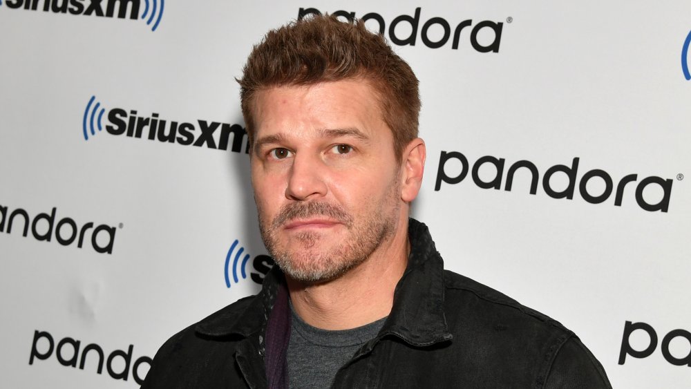 David Boreanaz in black denim jacket