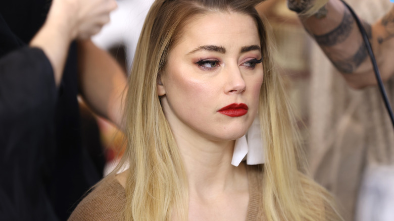 Amber Heard looking sad