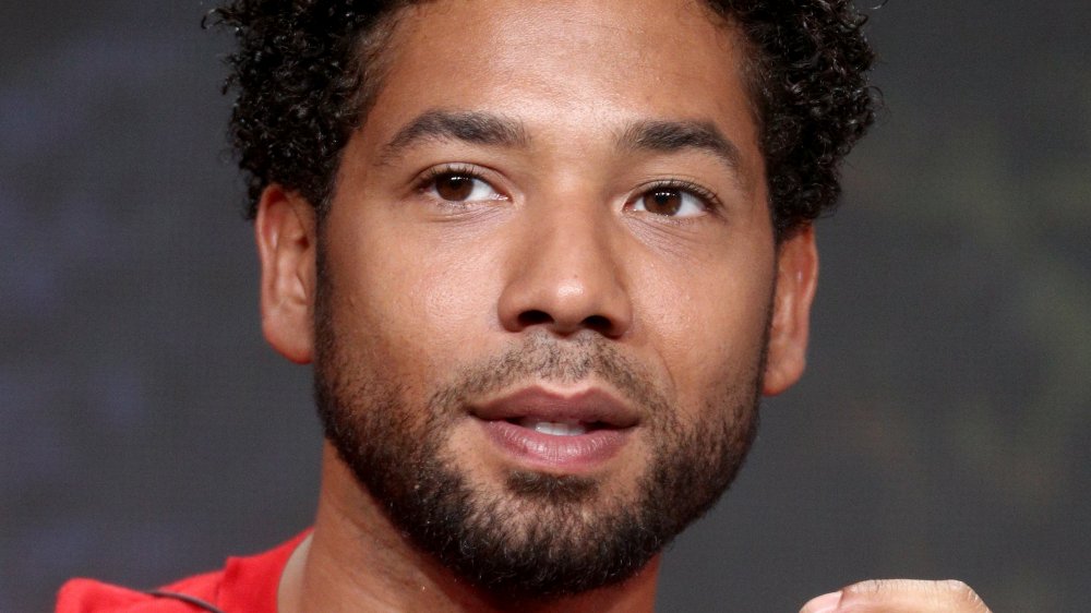 Jussie Smollett with a serious expression
