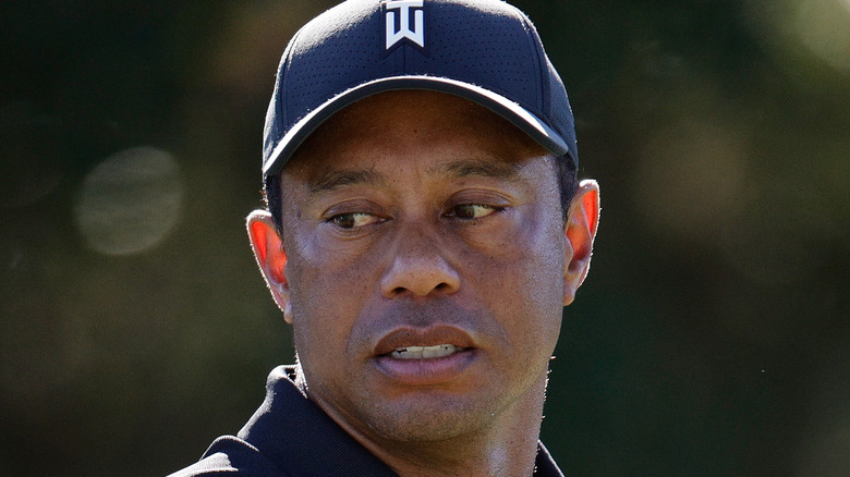 Tiger Woods gazing down