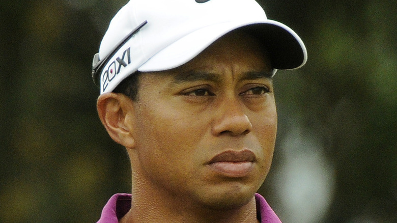 Tiger Woods frowning