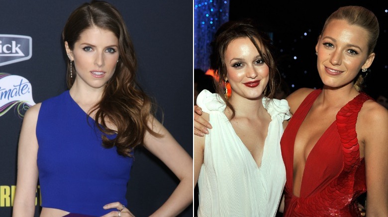 Anna Kendrick hand on hip, Leighton Meester and Blake Lively posing together