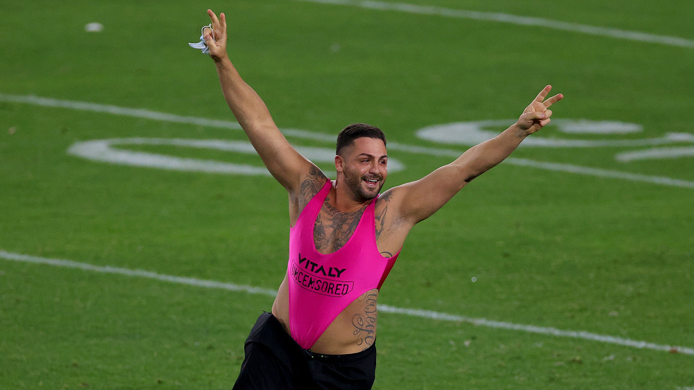 A man interrupts Super Bowl LV