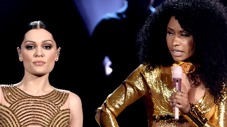 Jessie J and Nicki Minaj performing on stage