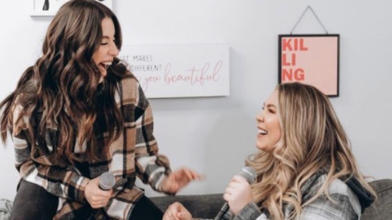 Vee Rivera and Kailyn Lowry podcasting  