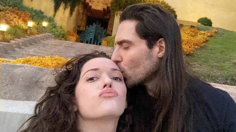 Kat Dennings and Andrew W.K. taking a selfie