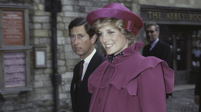 Princess Diana and Prince Charles walking