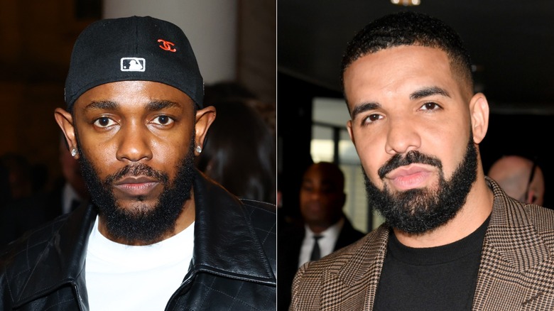 Kendrick Lamar and Drake split image