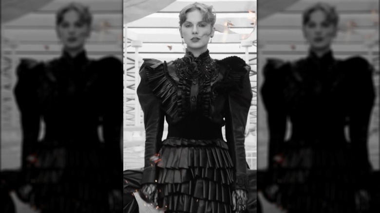 Taylor Swift in black Victorian-style dress